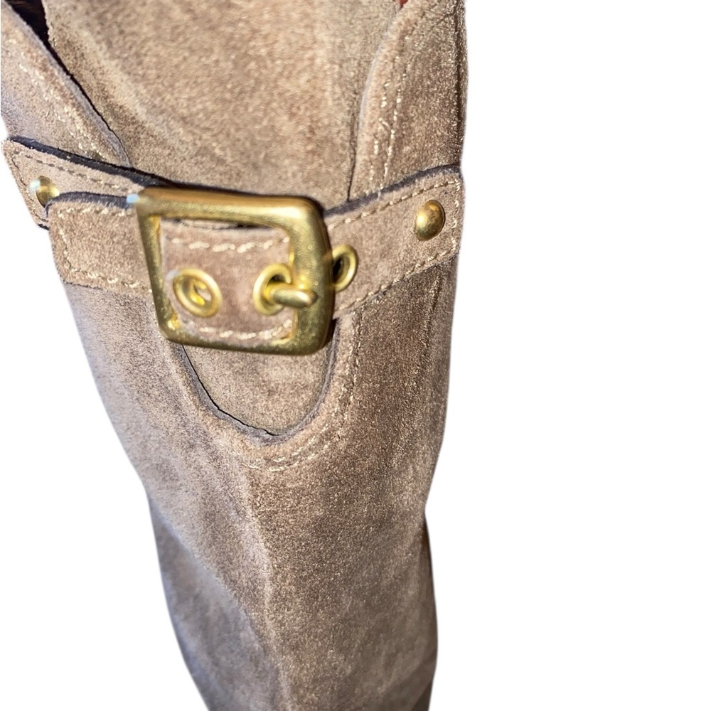 Coach Robynn mid-calf boots Flint Brown kidskin suede round toe Quiet Luxury - Picture 12 of 16
